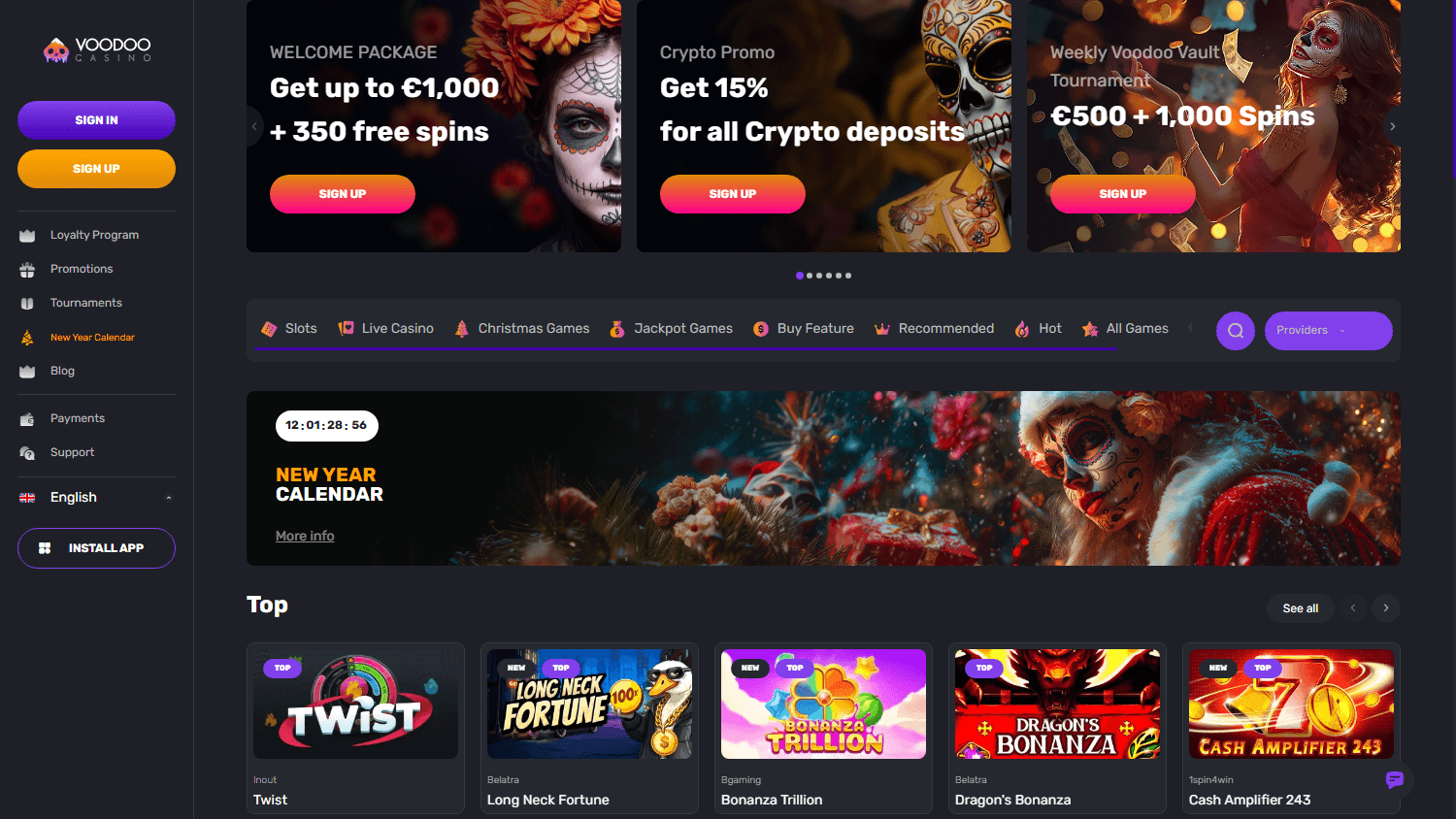 Voodoo Casino Desktop screenshot